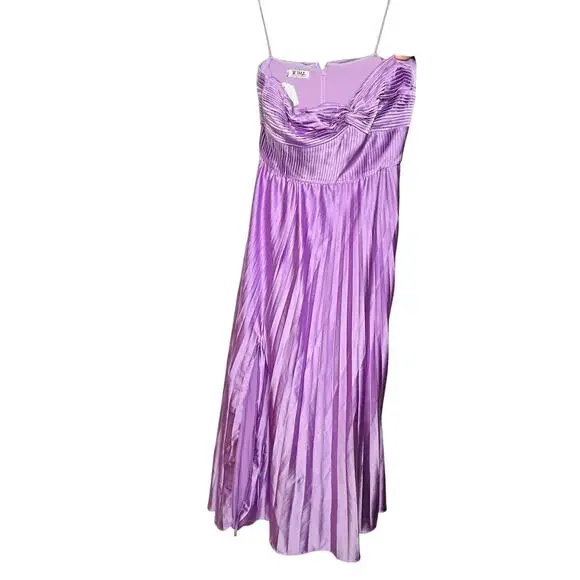 AMUR Purple Satin Sweetheart Neckline A-Line Stef Pleated Gown Dress Size 14 - Picture 5 of 16